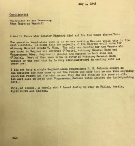 May 1941 Marshall to White LBJ