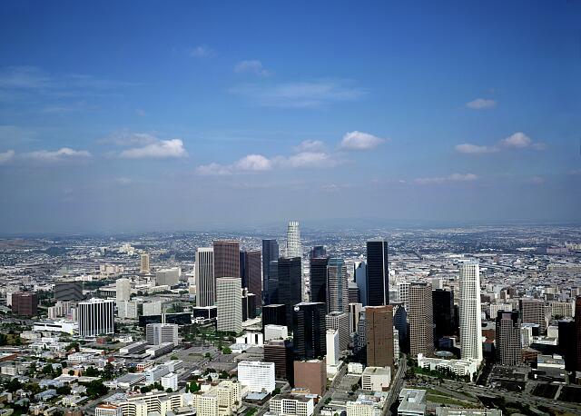 Aerial view of Los Angeles. Photograph taken in the 1980s.
